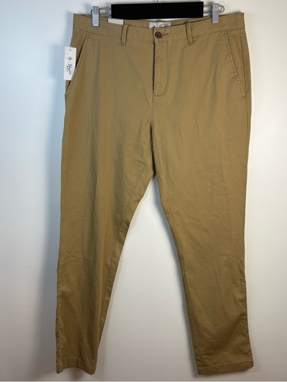NWT Original Penguin Men’s Beige Stretch Slim Fit Chino Pants, Size 36x32,